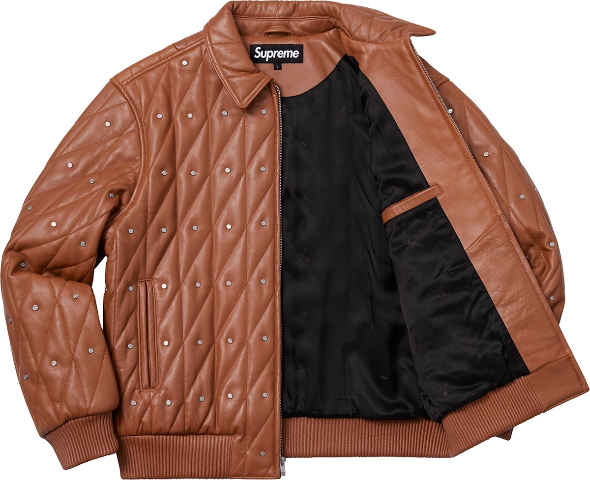 Quilted Studded Leather Jacket view 16